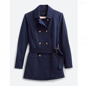 41 HAWTHORN Crue Belted Trench Jacket Coat Small S Navy